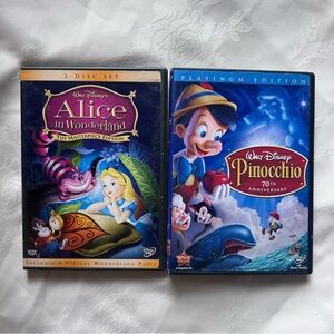 Disney Pinocchio & Alice DVD Back Cover - Blue, Purple